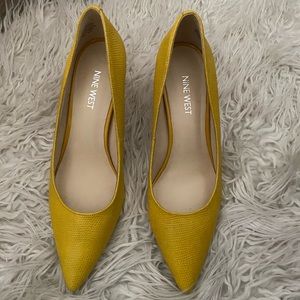 Nine West yellow mustard low heel